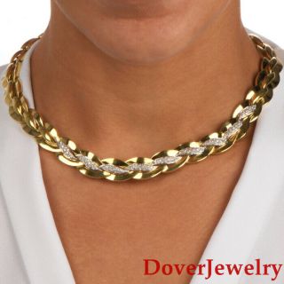 Designer Leo Pizzo 2.  85cts Diamond Italian 18k Gold Choker Necklace 80.  8 Grams