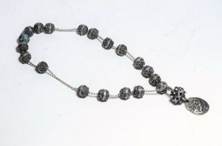 Vintage Unique Greek Worry Beads Kompoloi Collectible Silver Ancient Hero