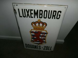 Vintage Porcelain Metal Customs Sign Coat Of Arms Lion Luxembourg Douanes Zoll