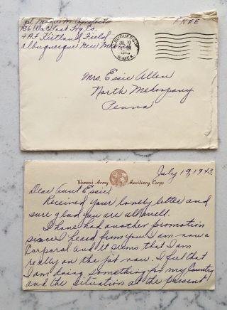 GROUP WW2 LETTER DOCUMENT CPL COMSTOCK WAC WOMENS ARMY CORPS KIRTLAND FIELD 5