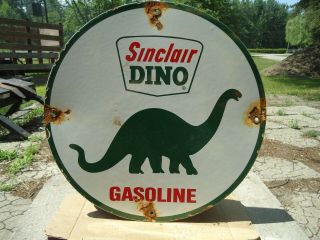 Vintage Sinclair Dino Gasoline Porcelain Gas Station Pump Sign