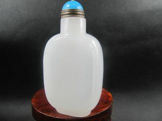 Rare Chinese 3.  0 inches Master Hand - carved White Jade Snuff Bottle NR 3