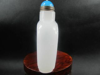 Rare Chinese 3.  0 inches Master Hand - carved White Jade Snuff Bottle NR 4