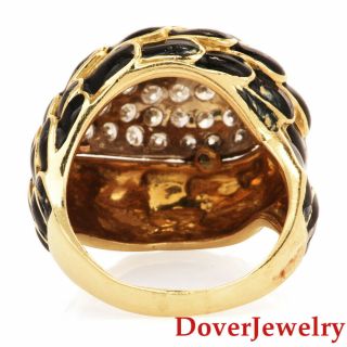 Italian 2.  67cts Diamond 18K Yellow Gold Enamel Cluster Cocktail Ring 12.  1 Gr NR 3