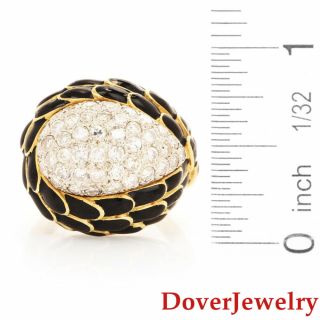 Italian 2.  67cts Diamond 18K Yellow Gold Enamel Cluster Cocktail Ring 12.  1 Gr NR 4