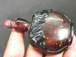 Chinese Elephant Ears Carved Peking Glass Snuff Bottle 2