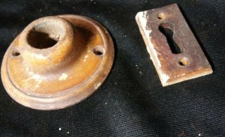 Antique Victorian Wood Keyhole & Doorknob Escutcheon