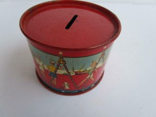 Vintage Ohio Art Tin Toy Drum Patriotic Americana Children Parade Bank