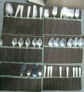 Vintage 52 Piece Kirk Repousse Sterling Silver Flatware Set With Case