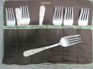 Vintage 52 Piece Kirk Repousse Sterling Silver Flatware Set with Case 4