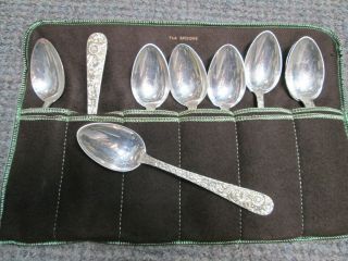 Vintage 52 Piece Kirk Repousse Sterling Silver Flatware Set with Case 7