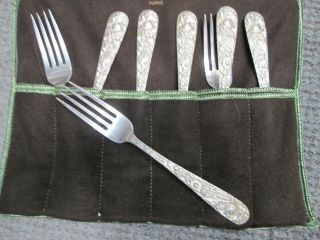 Vintage 52 Piece Kirk Repousse Sterling Silver Flatware Set with Case 9