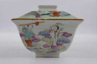 Fine Old Chinese Signed Lidded Famille Rose Cup Scholar Art Porcelain 4