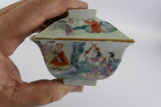 Fine Old Chinese Signed Lidded Famille Rose Cup Scholar Art Porcelain 9