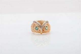 Antique 1950s.  65ct Natural Alexandrite Diamond 14k Yellow Gold Owl Band Ring