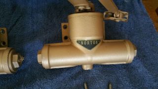 Vintage NORTON Pot Belly Door Closer - Industrial Steampunk M48 Bronze RH & LH 3