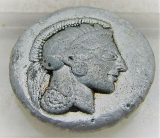 Ancient Greek Ar Silver Tetradrachm Athena Corinthian Helmet Attica Owl