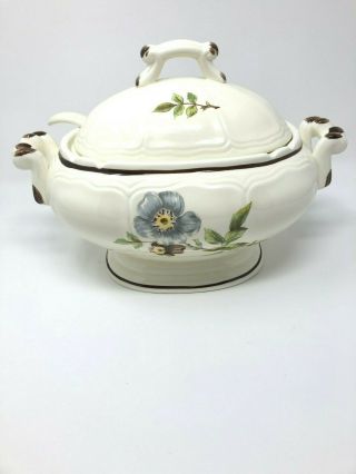 Vintage Sangostone Apple Blossom Soup Tureen with Lid and Ladle,  Made in Japan 4