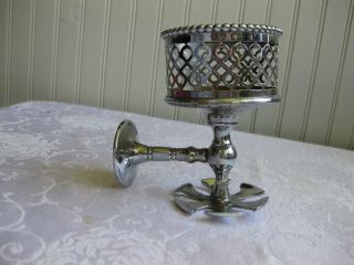 Antique Wall Mount Chrome Plate Over Brass Cup & Toothbrush Holder 2