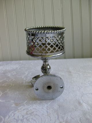 Antique Wall Mount Chrome Plate Over Brass Cup & Toothbrush Holder 5