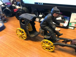 Antique Cast Iron Horse Drawn Carriage with Driver and one Passenger 8