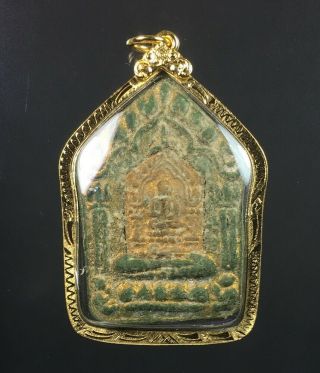 Perfect Phra Khun Paen Lp Tim Pendant Gold Case Thai Buddha Amulet Talisman Rare