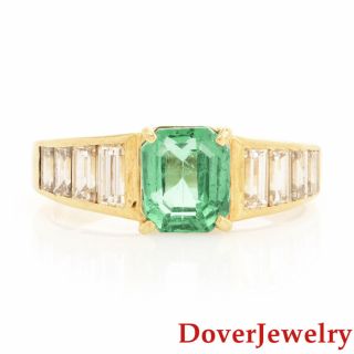 Estate Diamond 2.  40ct Emerald 18k Yellow Gold Ring Nr