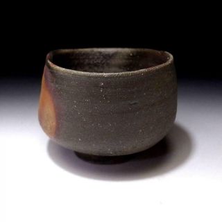 ZQ7: Japanese Pottery tea bowl of Bizen Ware by Famous Potter,  Sojyo Kimura 5