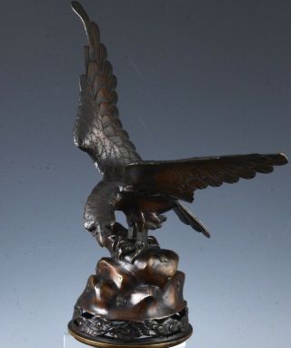 Finely Detailed 19thc Japanese Meiji Bronze Eagle Bird Figure Seal Marked