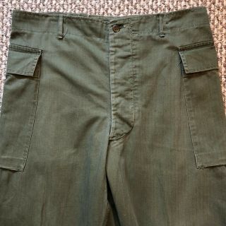 Vintage Vtg 1940s 40s WWII US Army Military HBT Pants Herringbone Resized 3