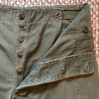 Vintage Vtg 1940s 40s WWII US Army Military HBT Pants Herringbone Resized 4