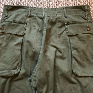 Vintage Vtg 1940s 40s WWII US Army Military HBT Pants Herringbone Resized 6