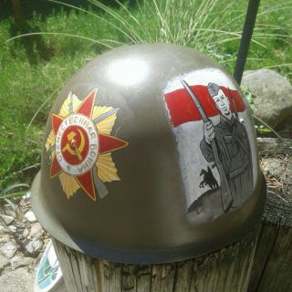 Ww2 Russian Ussr Soviet Union Military Steel Hand Painted Helmet Trench Art