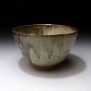 PJ3: Vintage Japanese Pottery Tea Bowl,  Karatsu Ware,  Artistic glazes 4