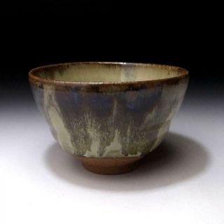 PJ3: Vintage Japanese Pottery Tea Bowl,  Karatsu Ware,  Artistic glazes 5