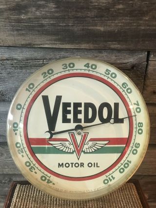 Vintage Veedol Motor Oil Thermometer Pam Clock Co.