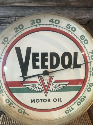 Vintage Veedol Motor Oil Thermometer Pam Clock Co. 4