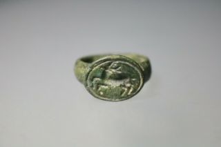 Ancient Fantastic Roman Bronze Ring Empress Deer 2nd - 3rd Century Ad