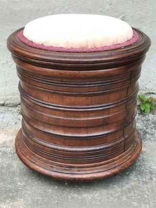 Antique Wooden Commode Bed Pan Stool Hidden Chamber Pot Under Upholstered Seat