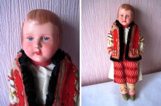 Antique Vintage Doll,  Celluloid,  Straw Body,  Ask,  Adam Shraer,  Poland,  20th
