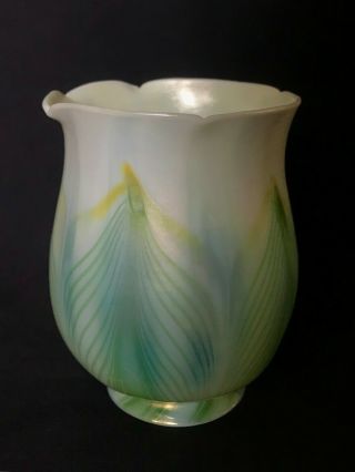 Antique L C T Tiffany Studios Pulled Feather Favrile Art Glass Tulip Shade Nr