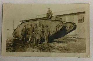World War One Photo Of Soldiers And Tank - Real Photo