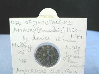 ANCIENT CRUSADER COIN DENIER DENAR JERUSALEM AMAURY AMALRIC 1163 - 1174 VF 4