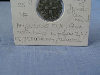 ANCIENT CRUSADER COIN DENIER DENAR JERUSALEM AMAURY AMALRIC 1163 - 1174 VF 5