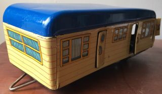 Vintage Tin Friction House - Trailer Modern Toys Japan 9 3/4 Inches Doors 2