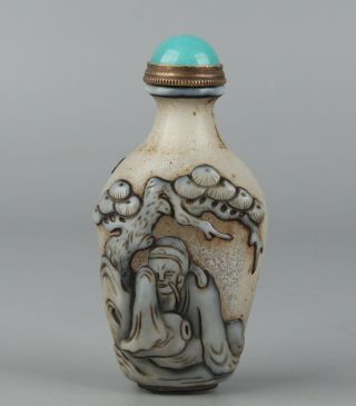 Chinese Exquisite Handmade People Glass Snuff Bottle