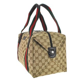 H1 GUCCI Authentic Sherry Webbing Travel bag Hand Tote Boston Vintage GG Leather 3