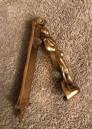 VINTAGE ANTIQUE Brass MINIATURE SIZE DOOR KNOCKER,  COLONIAL Man FIGURE. 4