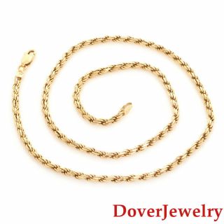Italian 14k Yellow Gold Rope Chain Necklace 21.  0 Grams Nr