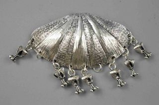Old Collectable Handwork Miao Silver Carve Sea Shell Shape Royal Amulet Pendant